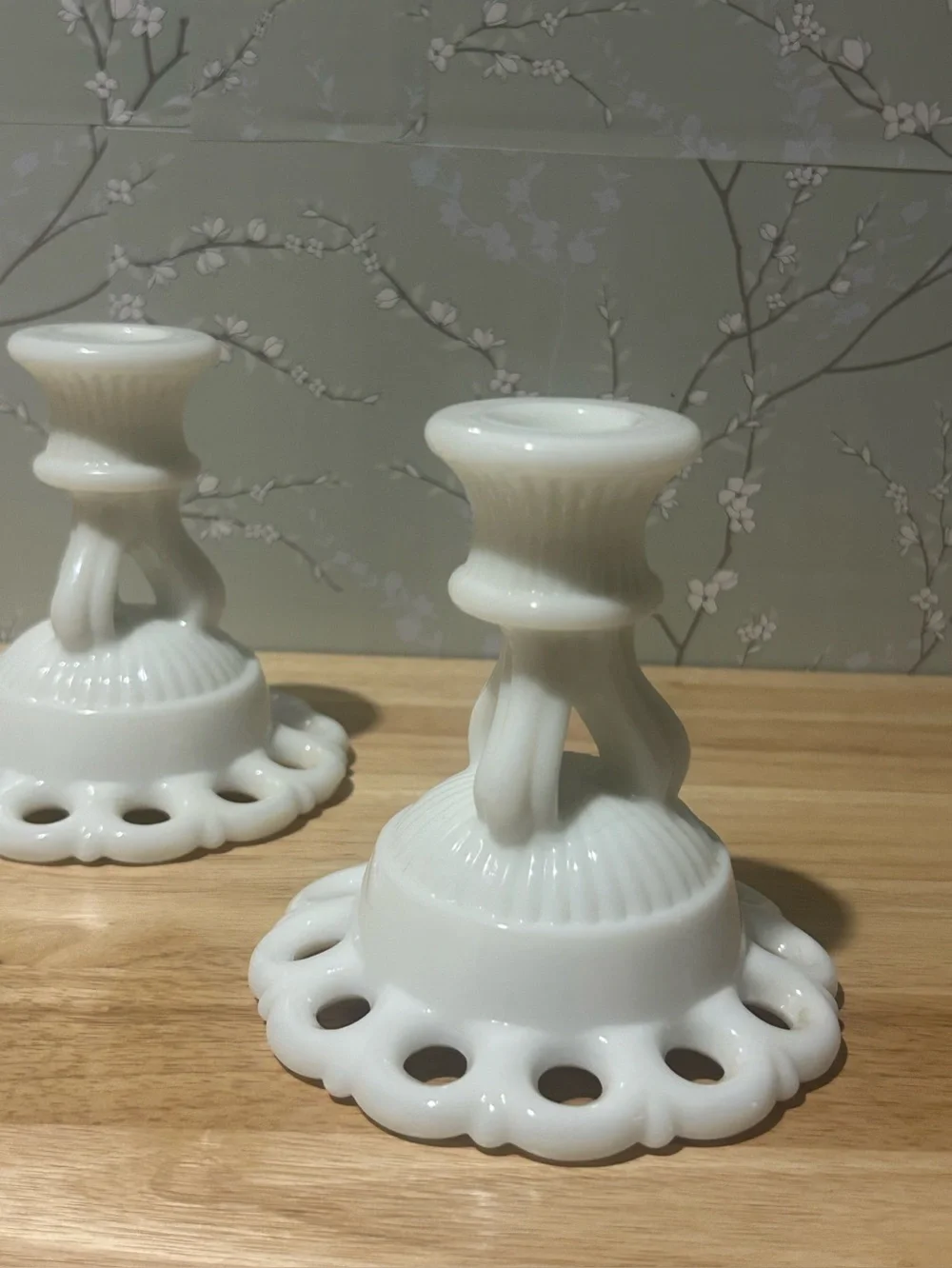 Vintage Westmoreland Doric Milk Glass Candle Holders